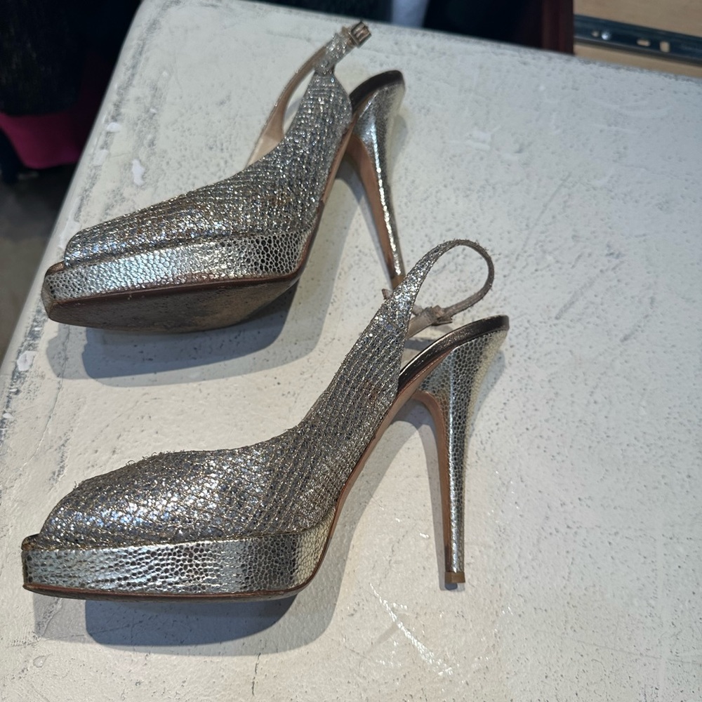 Jimmy choo silver and gold high heels